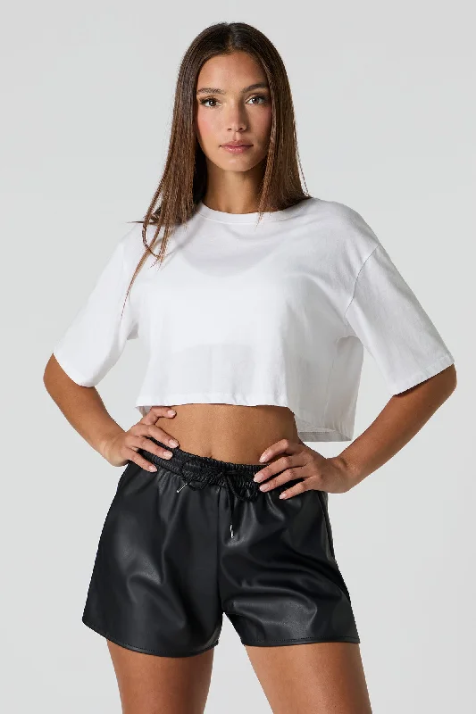 Faux Leather Drawstring Short