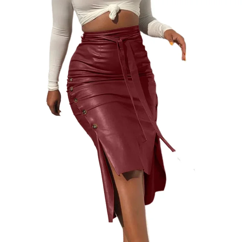 2022-juliafashion-women-pu-leather-midi-skirt-solid-color-high-waist-lace-up-side-button-bodycon-slim-asymmetric-pencil-skirt-streetwear