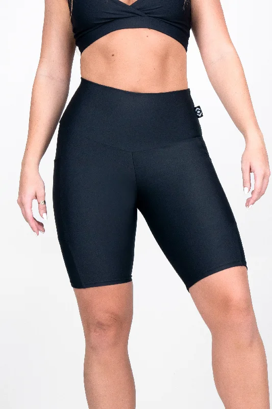 black-performance-panel-pocket-high-waisted-long-shorts