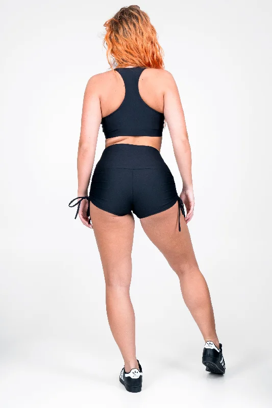 r2w-black-performance-high-waisted-tie-side-booty-shorts