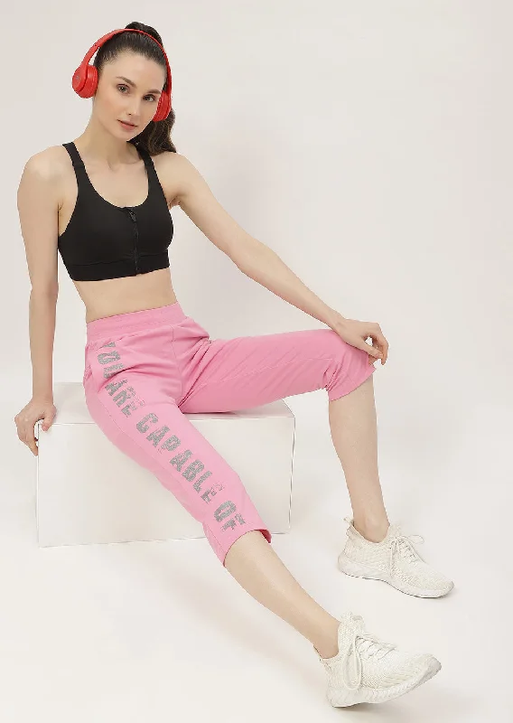 Msecret Typography Pink Elasticated Waist Capri