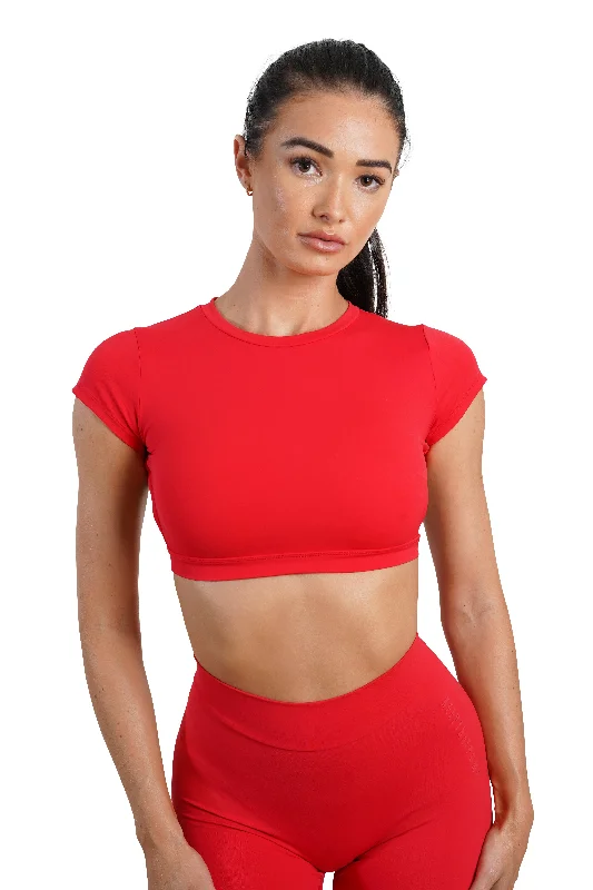 OPEN BACK CROP TEE - RED