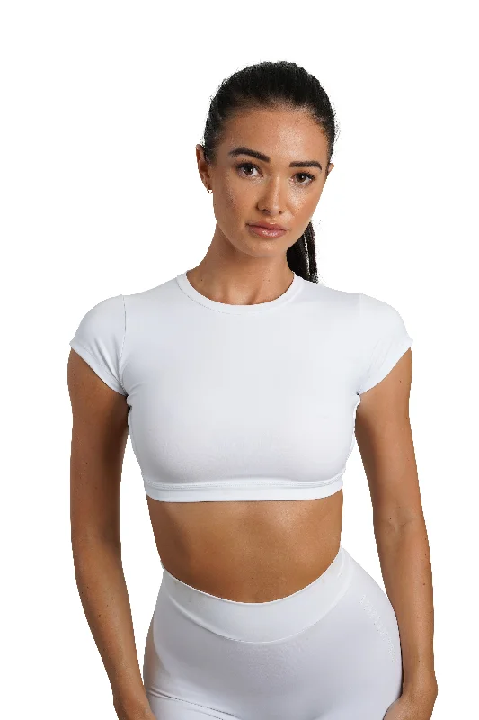 OPEN BACK CROP TEE - WHITE