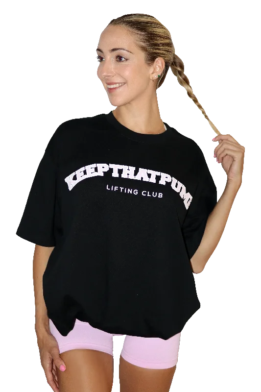 Lifting Club Oversized Unisex Tee (Baby Pink Logo)