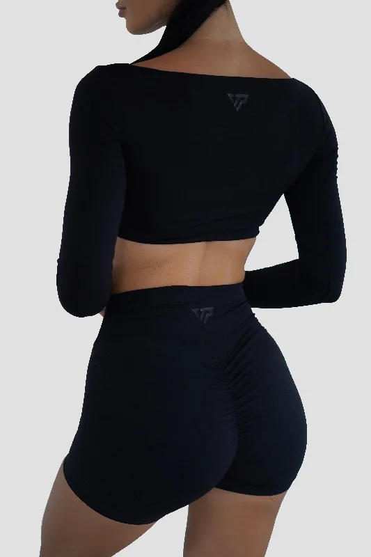 SLEEK LONG SLEEVE TOP - BLACK