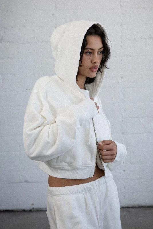 BABYDOLL CROP ZIP HOODIE