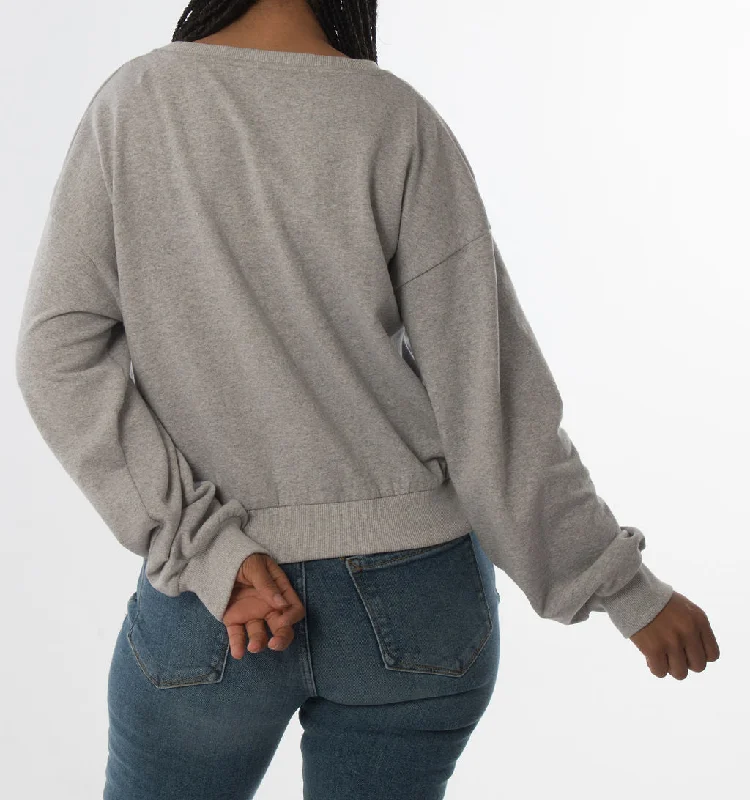 LADIES FLAP POCKET SWEATSHIRT – GREY MELANGE