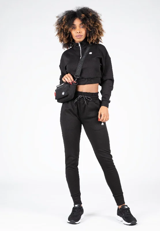 Ocala Cropped Half-Zip Sweatshirt - Black