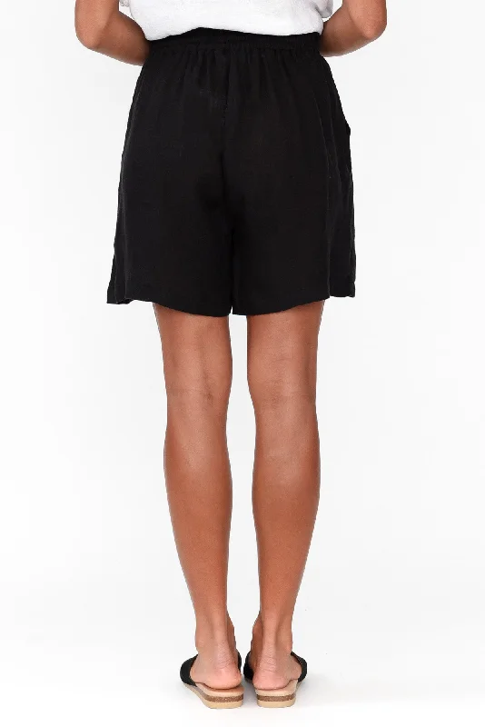 astoria-black-linen-drawstring-short