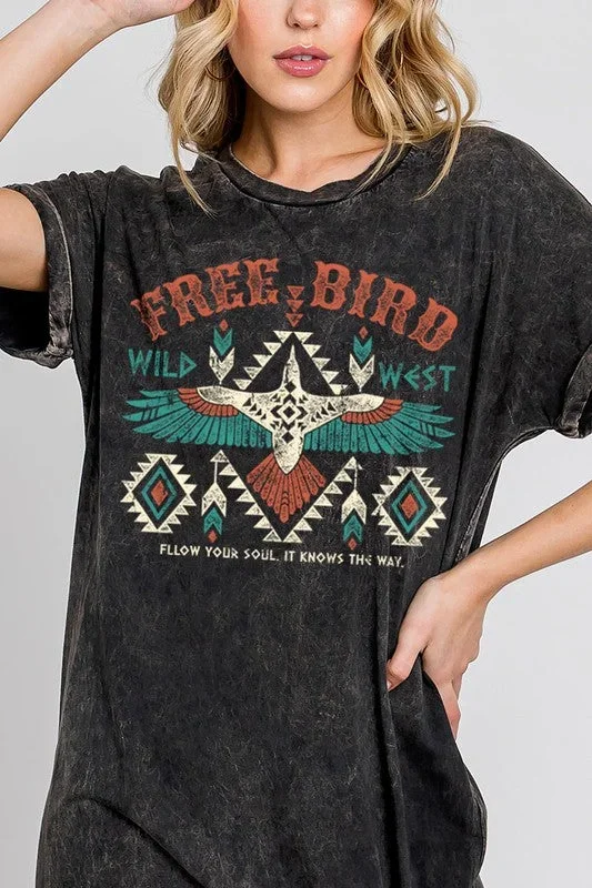 Aztec Free Bird Graphic Tee Dress