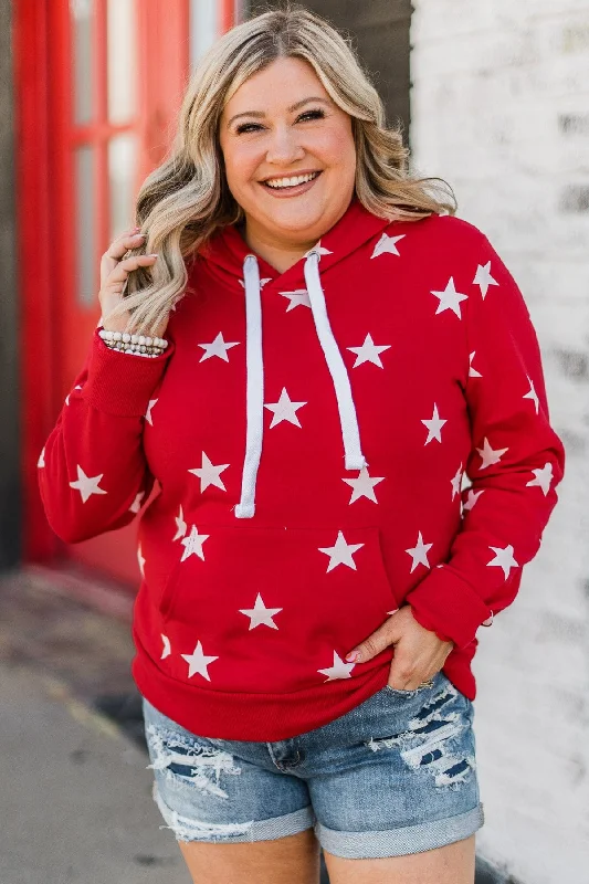 Be A Star Drawstring Hoodie- Red