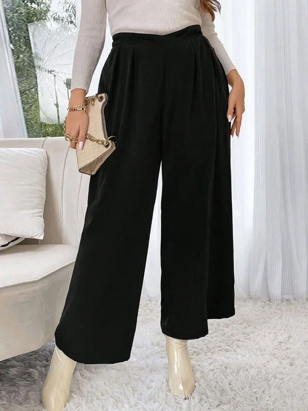 black-1940s-solid-pleated-waist-straight-pants