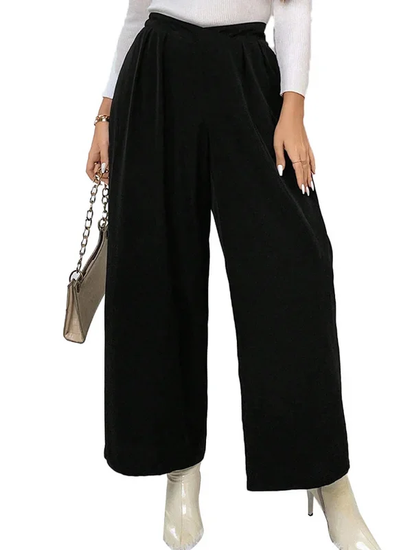 black-1940s-solid-pleated-waist-straight-pants