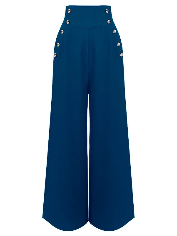 [Pre-Sale] Blue 1930s Solid Suspender Pants