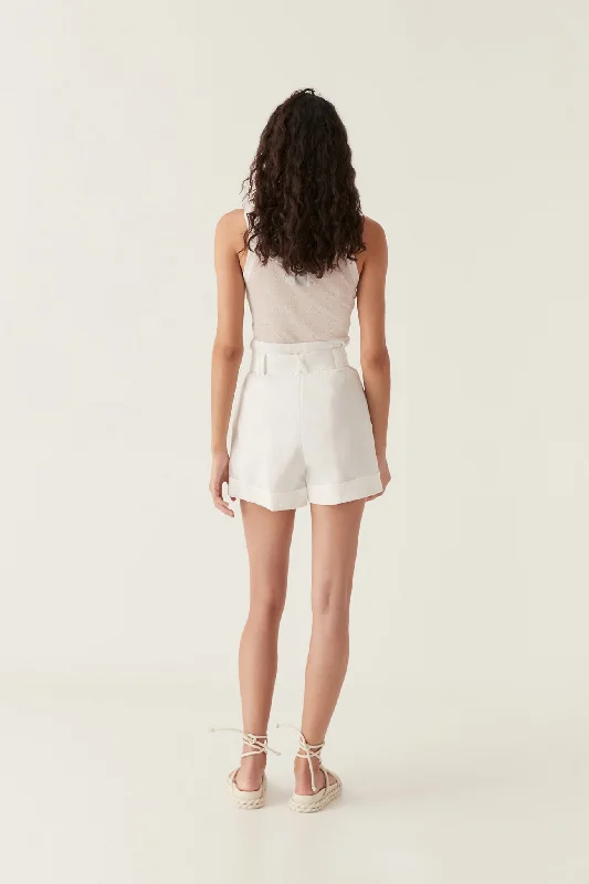 byblos-belted-linen-short-ivory