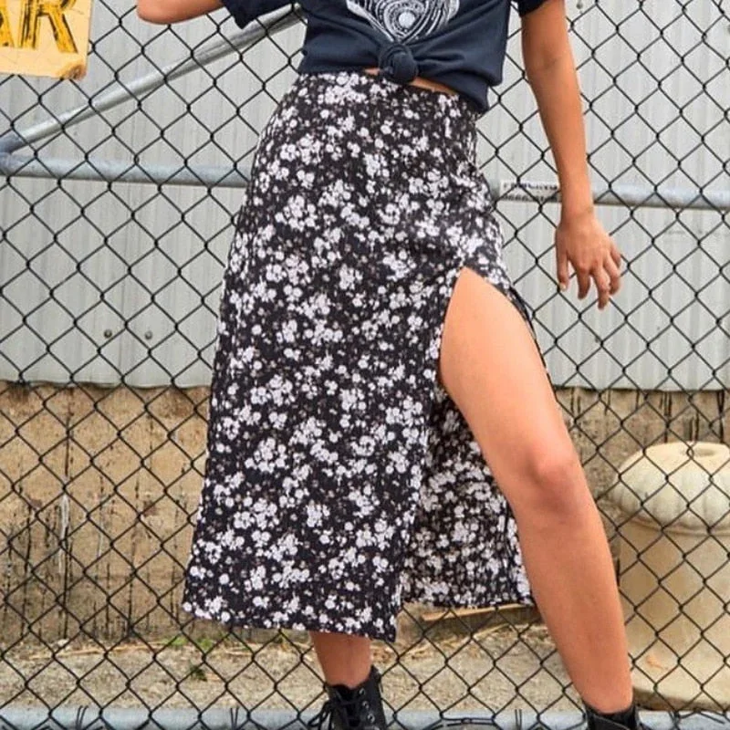 casual-street-wear-elastic-split-midi-skirt