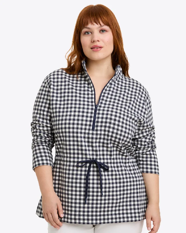 cinch-waist-quarter-zip-navy-gingham