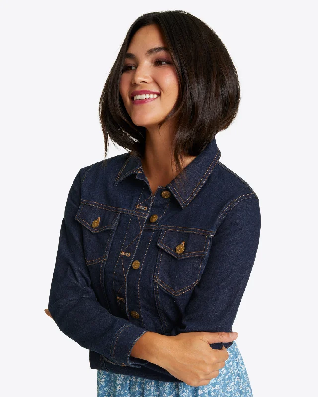 Cropped Jacket in Dark Wash