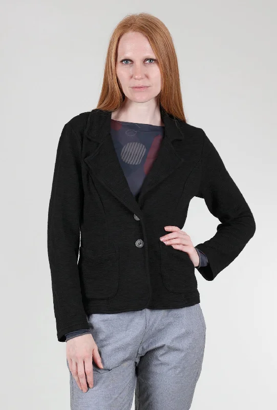 Crimped Basic Blazer, Black