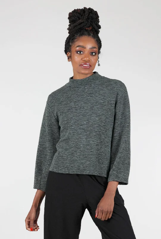 Crimped Mock Neck Top, Myrtle