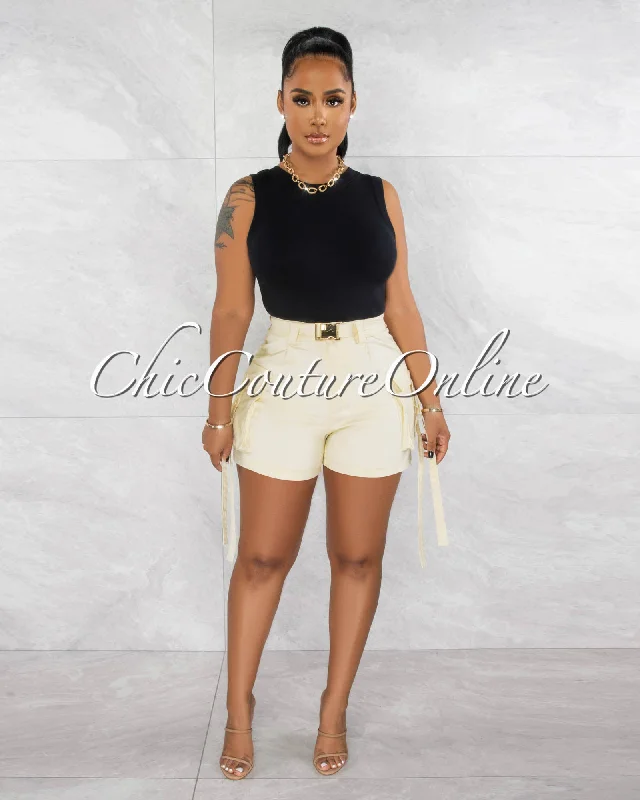 dawna-beige-gold-buckle-cargo-pockets-shorts