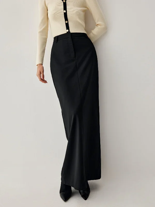 BerryBetty - Double Pockets High Waist Maxi Skirt