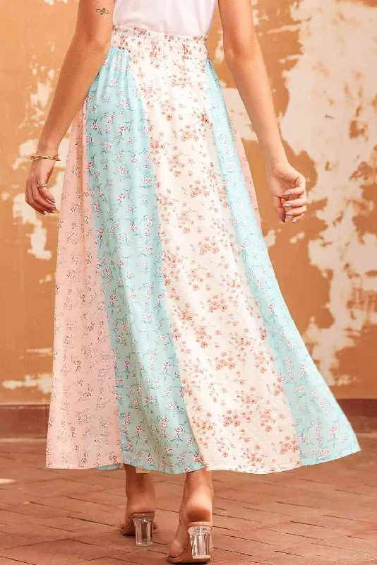 floral-color-block-smocked-waist-maxi-skirt