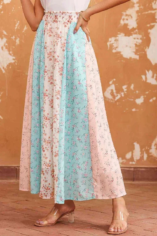 floral-color-block-smocked-waist-maxi-skirt