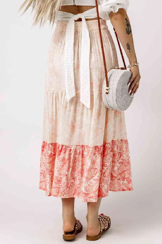 floral-color-block-tiered-skirt