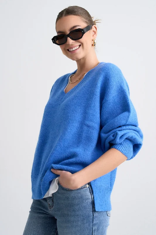 harvest-azure-blue-v-neck-knit-jumper