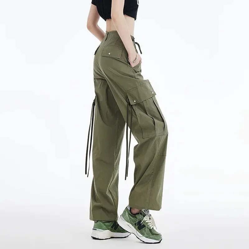 Oversize Black Parachute Cargo Trousers