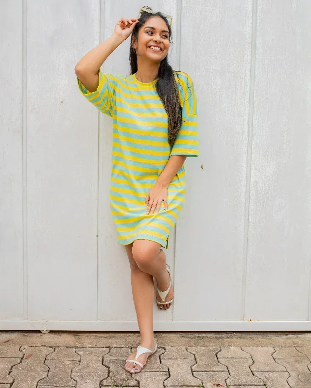 Jessy T -Dress -Green and Yellow Stripe