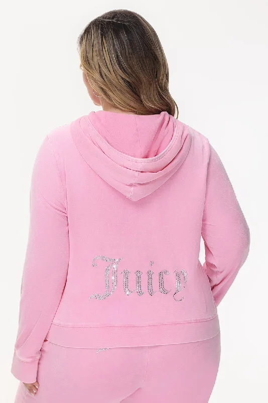 Plus-Size Big Bling Towel Terry Zip Hoodie