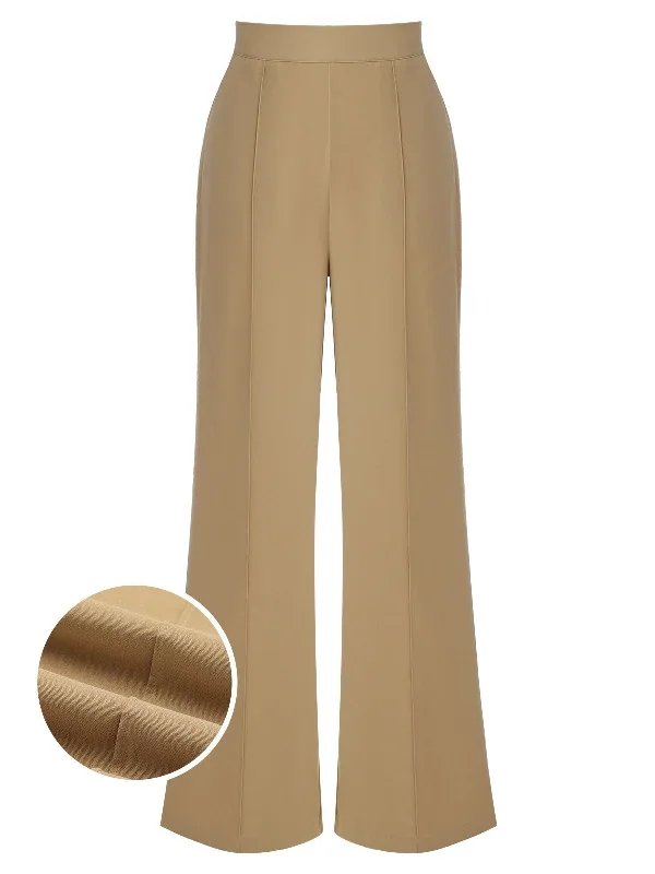 Khaki 1940s High Waist Wide Leg Pants