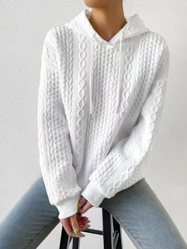 Knit Cable Long Sleeve Drawstring Hoody