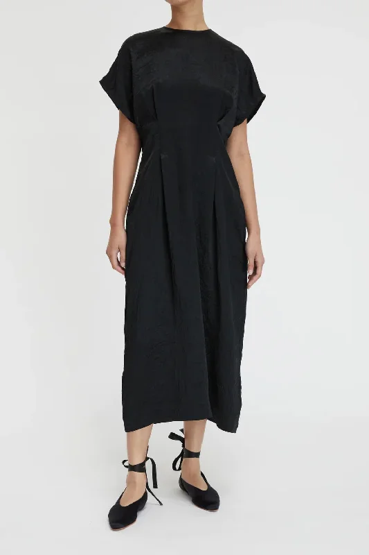 LEE MATHEWS EVA COCOON DRESS BLACK