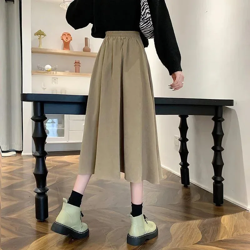 lucyever-vintage-brown-high-waist-pleated-skirt-women-korean-fashion-college-style-long-skirt-ladies-autumn-casual-a-line-skirts