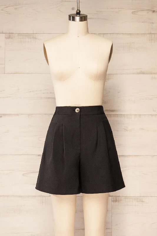 Maddox | Black Shorts with Pleats