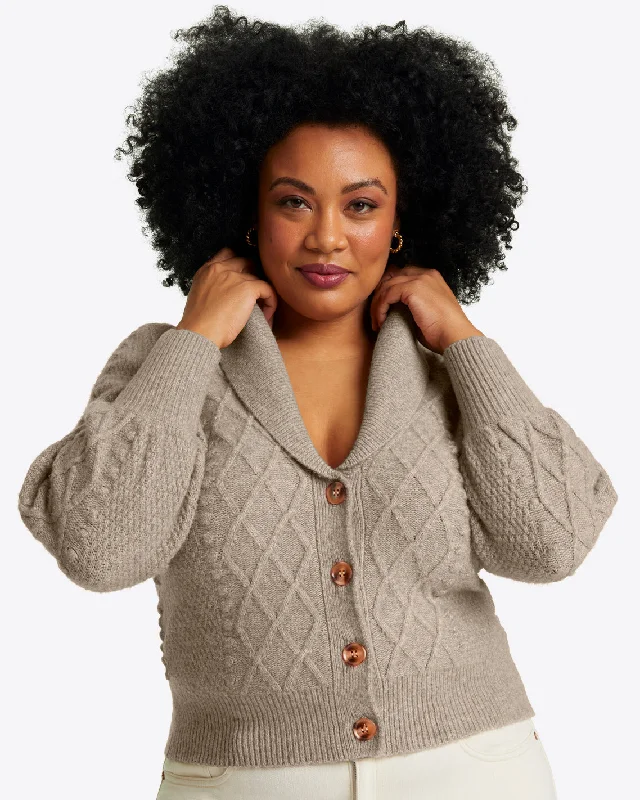 Marled Tuxedo Cardigan in Beige