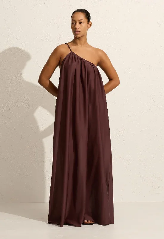 MATTEAU VOLUMINOUS ONE SHOULDER DRESS BURGUNDY