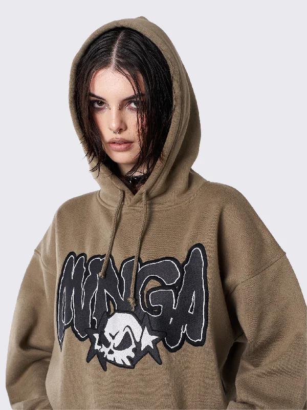 minga-skull-khaki-graphic-hoodie