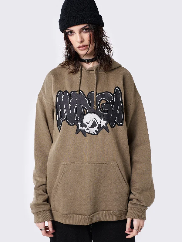 minga-skull-khaki-graphic-hoodie