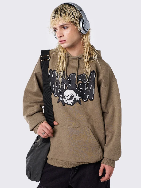 minga-skull-khaki-graphic-hoodie