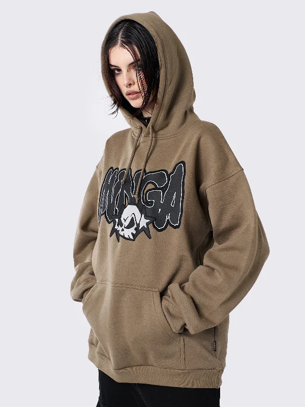 minga-skull-khaki-graphic-hoodie