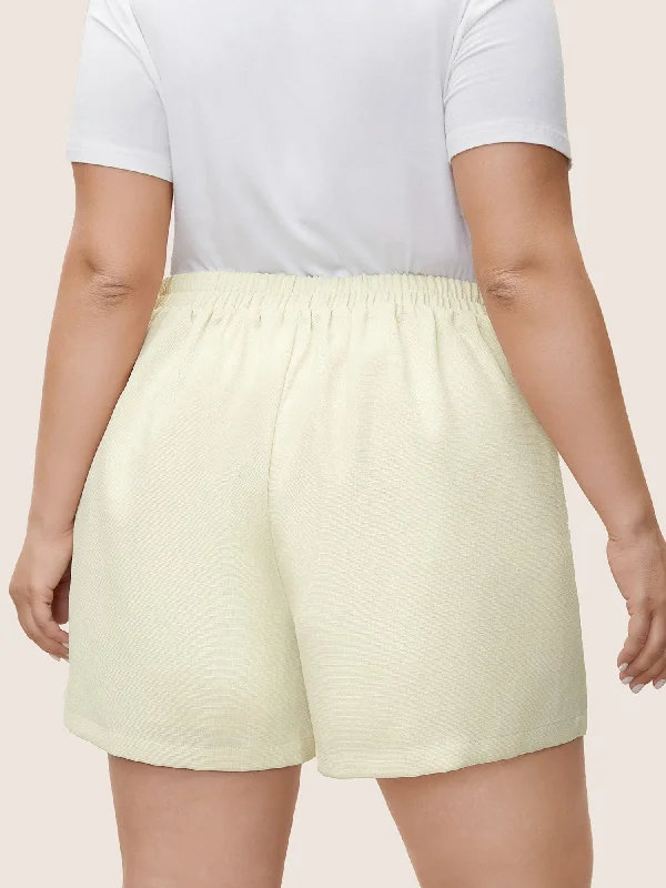 plain-textured-elastic-waist-high-rise-shorts