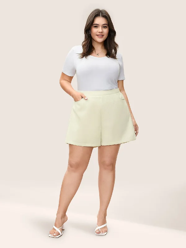 plain-textured-elastic-waist-high-rise-shorts