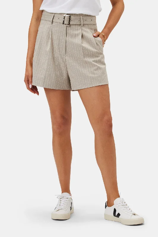 Pleated Short - San Diego Stripe Natural