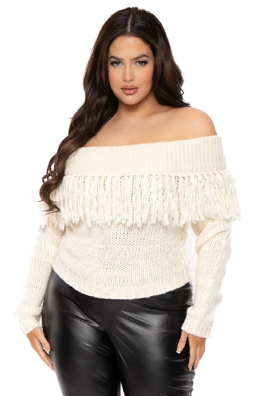 Plus Size Shyanne Off The Shoulder  Sweater - Ivory