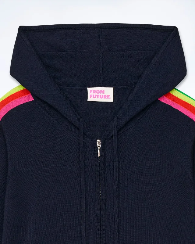 pull-hoodie-zippe-bande-multicolore-s24-femme-navy