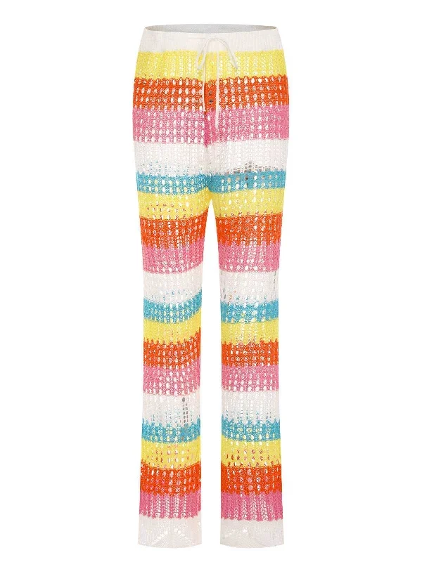 Rainbow 1950s Hollow Knitted Beach Pants